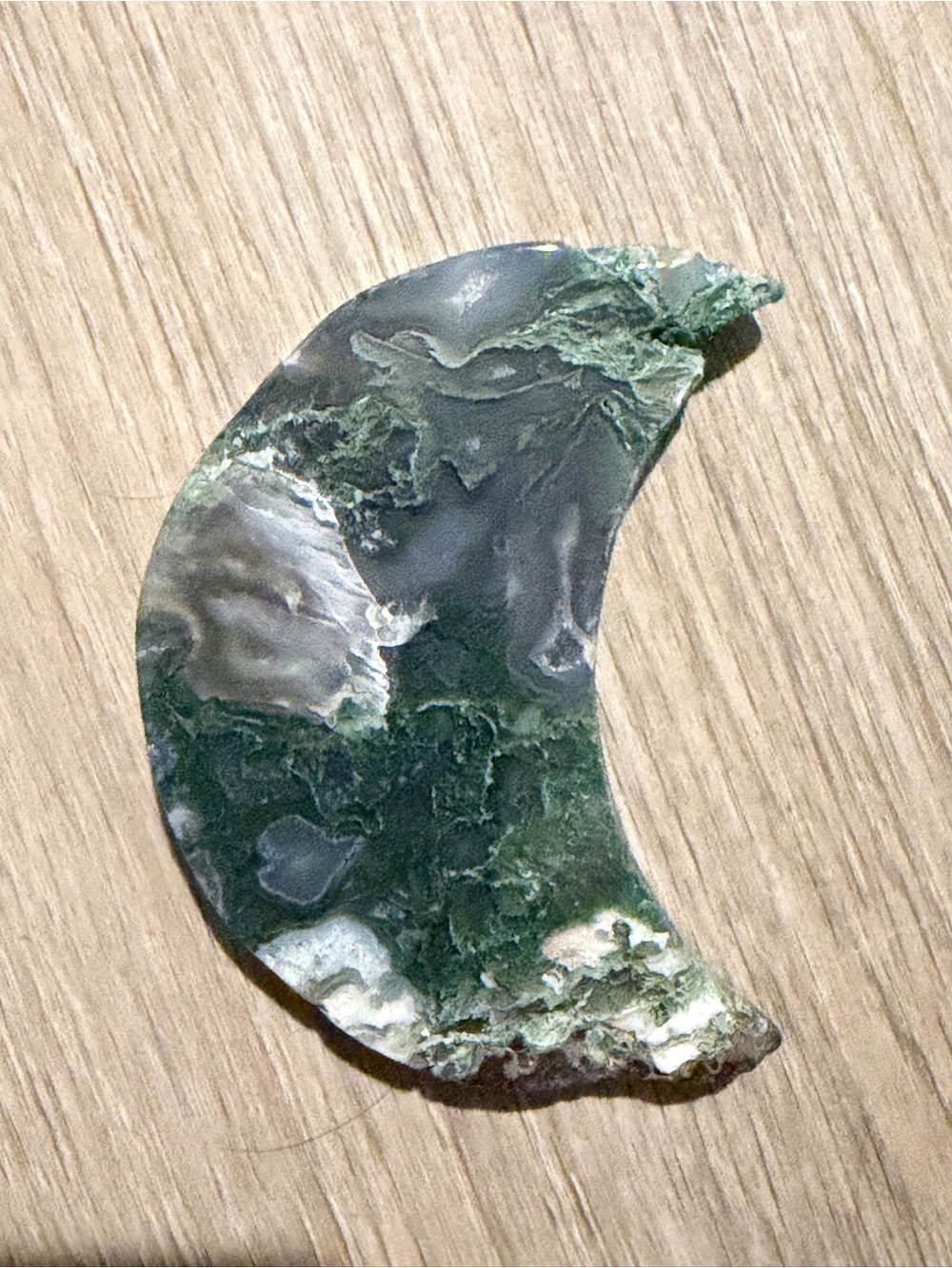 Beautiful Moss Agate Crescent Moon With Druzy